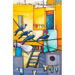 Salman Farooqi, 18 x 30 Inch, Acrylic on Canvas, Cityscape Painting, AC-SF-341